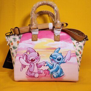 Loungefly Disney Lilo and Stitch & Angel Sunset Beach Scrump Satchel Handbag NEW